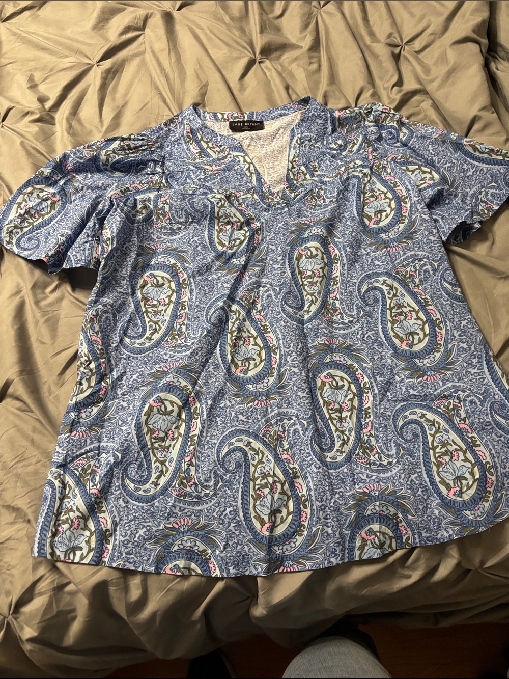 Lane Bryant Blue Floral Print Blouse